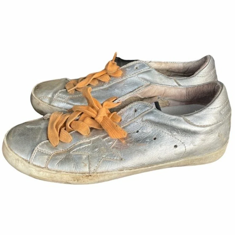 Golden Goose Super Star Sneaker Shoes Mens 38 7.5 8 Metallic
